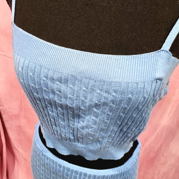 Nwt fashion nova blue 3 piece sweater skirt set pinup - Picture 14 of 16